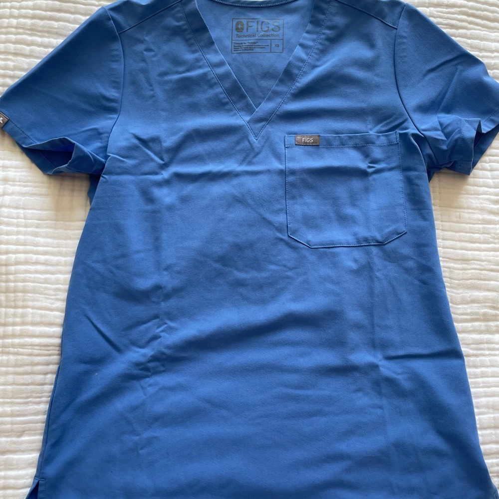 Figs Blue Scrub Top